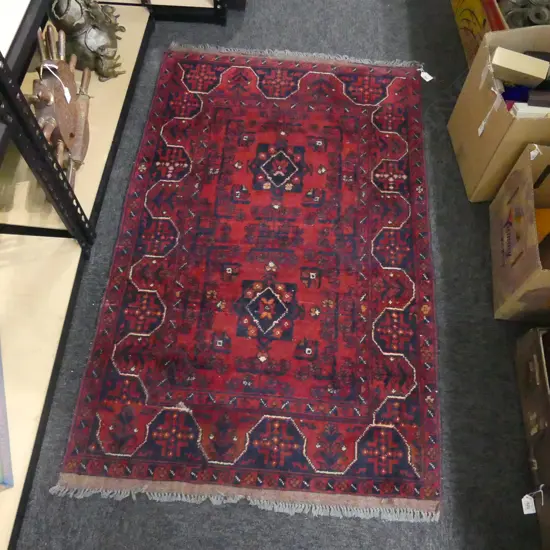 HAND KNOTTED AFGHAN KHAMYAB ALL WOOL RUG 1200x800mm