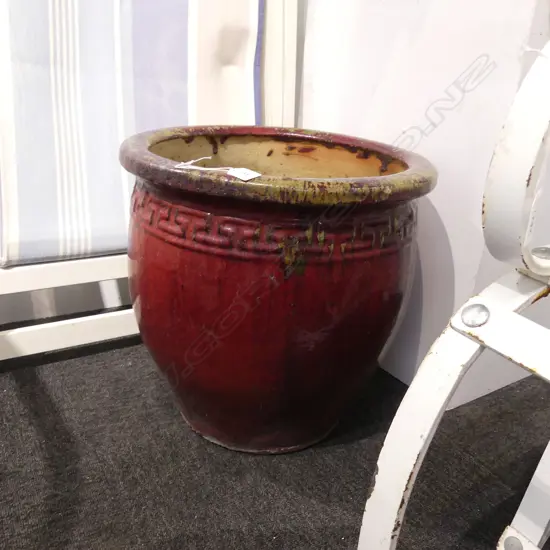 PR RED GLAZED LARGE GARDEN PLANTERS H.430mm / 440mm dia