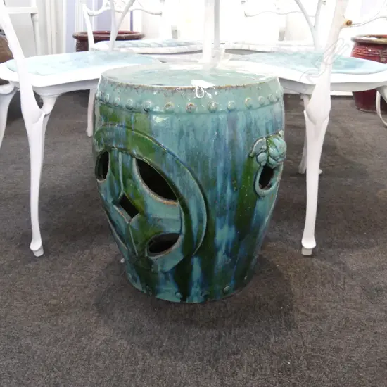 BLUE / GREEN GLAZED CHINESE GARDEN SEAT H.460mm