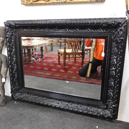 LG BLACK FRAME BEVELLED FRENCH STYLE MIRROR 1250 X 950MM