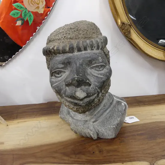 CARVED STONE HEAD H.215mm; AFRICAN / PACIFIC?