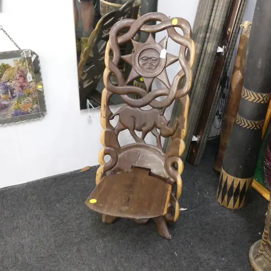 CARVED EBONY AFRICAN CHAIR H.810mm
