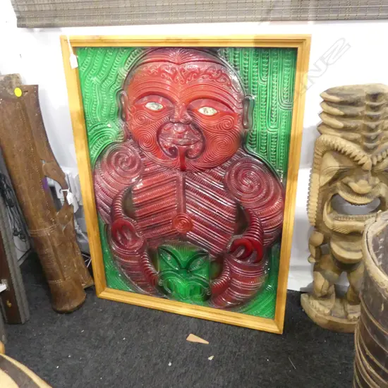 MAORI PAINTED PLASTER ARTWORK 800x590mm