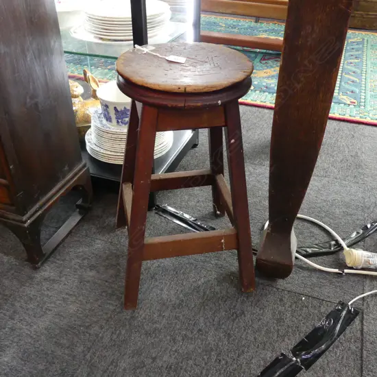 VINTAGE WOODEN STOOL H. 480mm