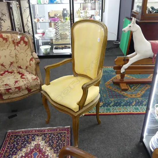 FRENCH STYLE CHAIR YELLOW UPHOLSTERY
