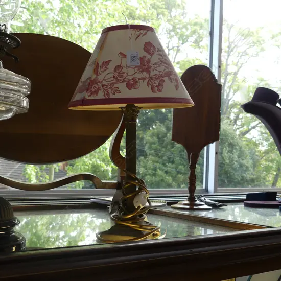 BRASS COLUMN TABLE LAMP H 410MM