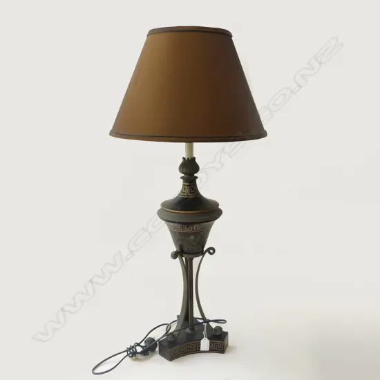 TABLE LAMP WITH BRONZED BASE, GRECIAN PATTERN H 860MM