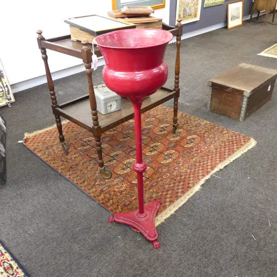 RED PAINTED VINTAGE STYLE PLANT STAND H.890mm