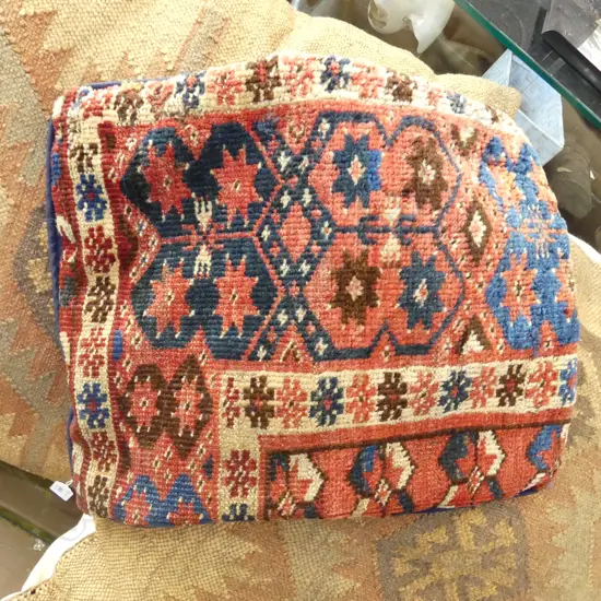 HAND KNOTTED RUG PIECE CUSHION COVER 550x400mm