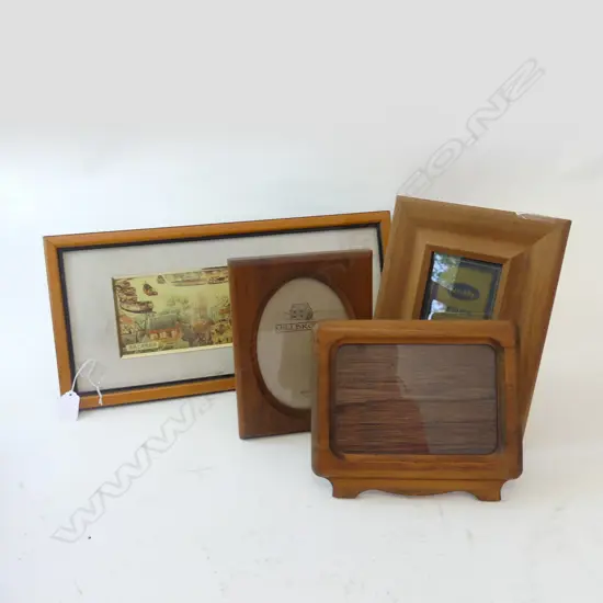 3 ASST RIMU PHOTO FRAMES (LARGEST 210 X 260MM) + FRAMED ORIENTAL PRINT (300 X 100MM)
