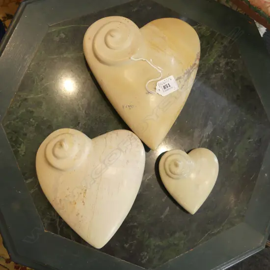 3 SOAP STONES  LOVE HEARTS H.225mm