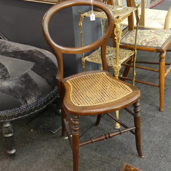 BALLOON BACKED CHAIR WITH RATTAN SEAT