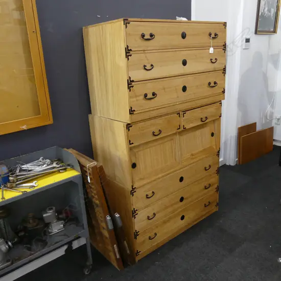 3 PCE JAPANESE PAULOWNIA KIRI TANCE (CHEST OF DRAWERS) 945x440x1580mm