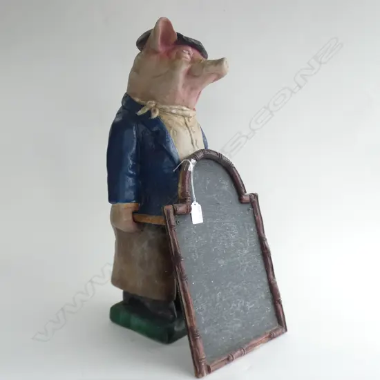PAINTED RESIN 'PERCY PIG' w. BLACKBOARD H.550mm