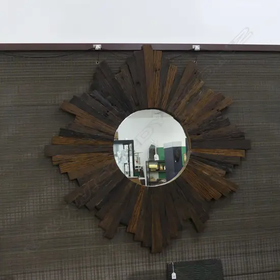 LGE CONTEMPORARY STAR BURST WOODEN MIRROR 1150mm dia