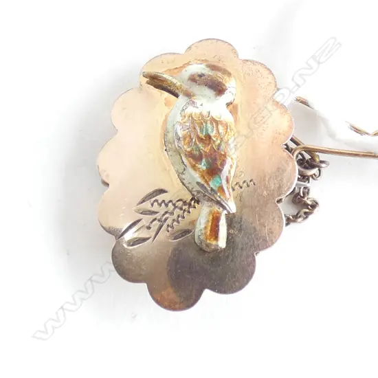 GOLD PLATED & ENAMEL KOOKABURRA BROOCH