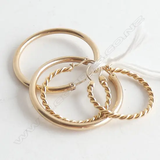 TWO PAIRS GOLD PLATED HOOP EARRINGS
