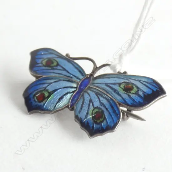 (20013) SILVER & ENAMEL VINTAGE BUTTERFLY BROOCH