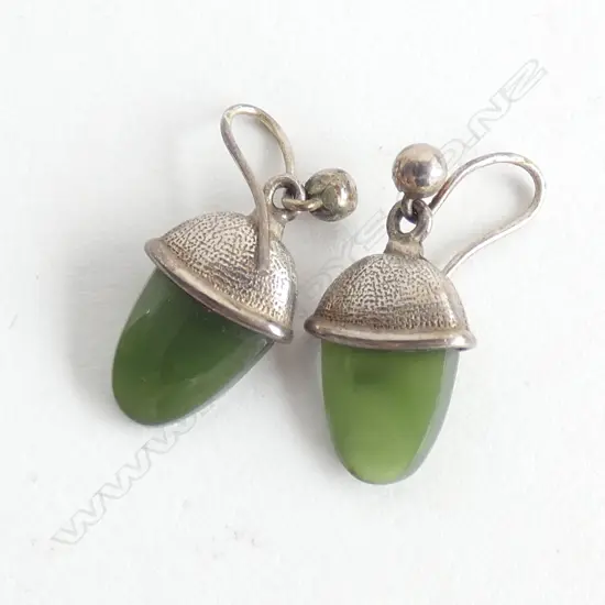 PAIR OF SILVER & POUNAMU EARRINGS