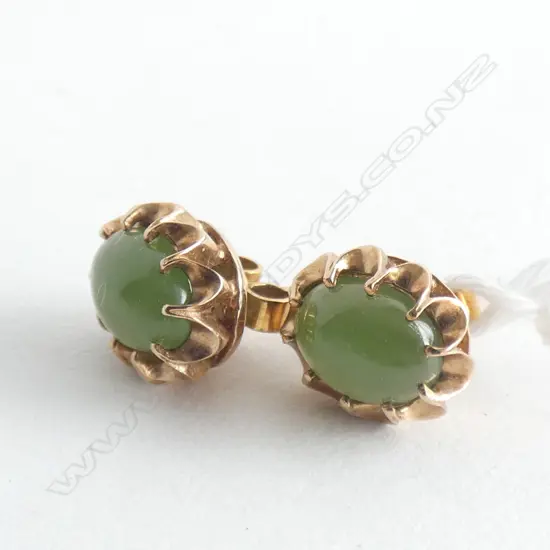 PR 9CT Y/GOLD & GREENSTONE EARINGS