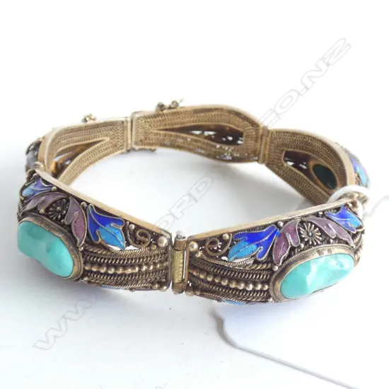 CHINESE SILVER & GOLD GILT BRACELET 