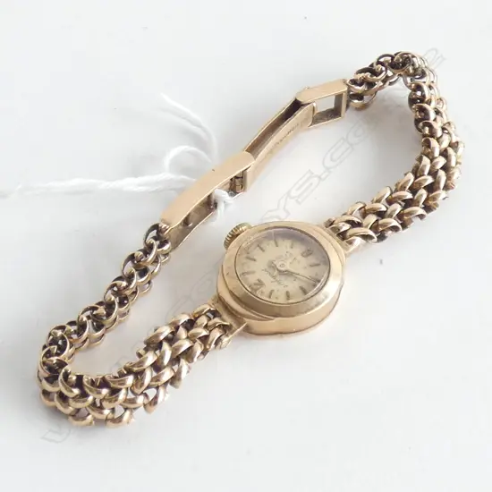 9CT VINTAGE ACCURIST 21 JEWEL NOT GOING GOLD STRAP 13.15gms