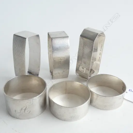 6 STG SILVER NAPKIN RINGS 140 GRAMS