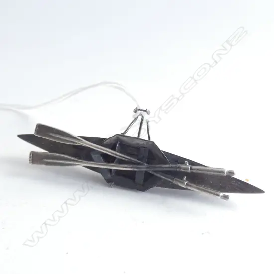 STG SILVER ROW BOAT & OARS BROOCH L 62MM A/F