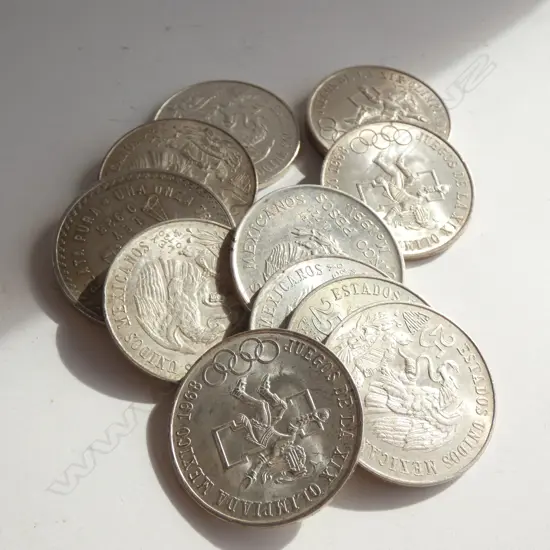 12 MEXICAN SILVER TOKENS 287 GRAMS 