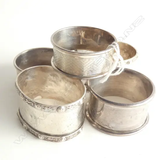 5 STG SILVER NAPKIN RINGS 83 GRAMS