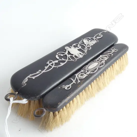2 STG SILVER & EBONY BRUSHES LONDON 1902