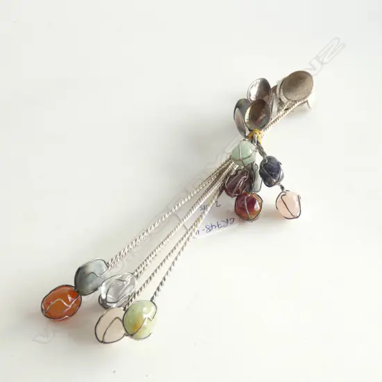 2 SETS OF 6 SPOON SETS. AGATE STONE HANDLES