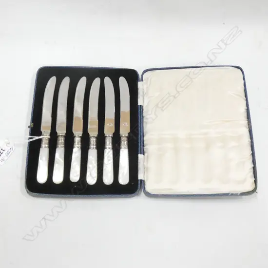 BOX SET OF 6 S/PLATED MOP FRUIT KNIVES