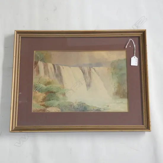 MAURICE DAVIS W/C 'WATERFALL ON WANGANUI RIVER' 230 X 345mm