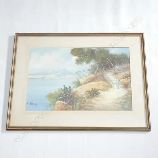 M GIANNI GOUACHE PAINTING BAY OF NAPLES