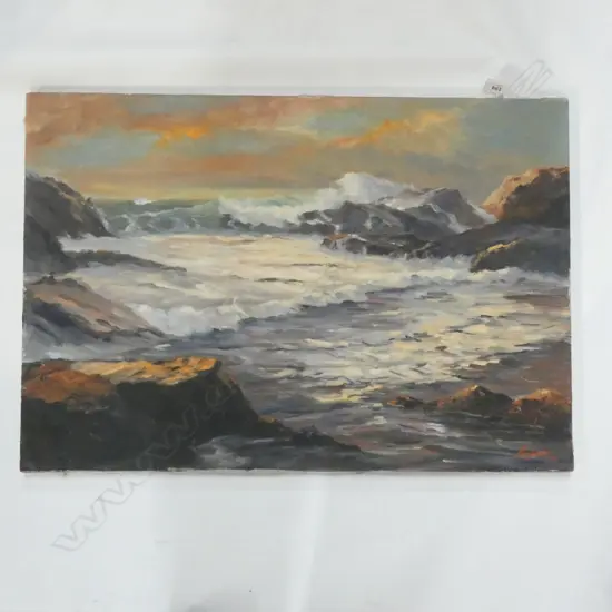 UNFRAMED OIL SEASCAPE SIGNED 'LAMBERT '63' 460x660mm