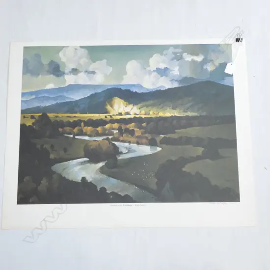 PETER MCINTYRE 'EVENING ON THE WHAKAPAPA' SIGNED LITHOGRAPH 90/180 470x630mm 
