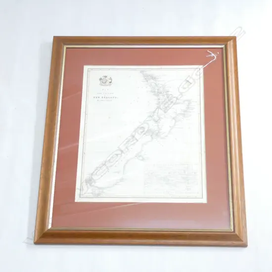 FRAMED AVON MAP OF NEW ZEALAND 60/300 430 X 450 MM