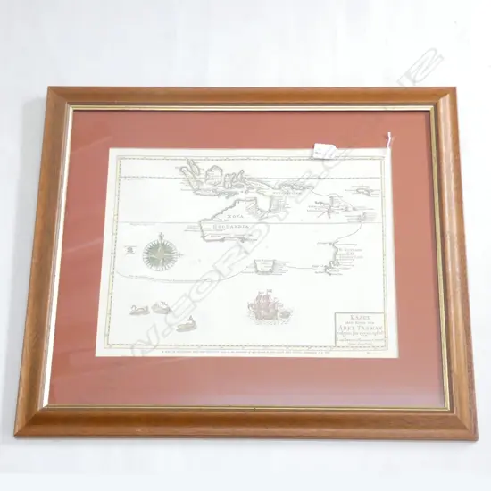 FRAMED AVON MAP OF ABEL TASMANS NOVS HOLLANDIA 330 X 410 MM