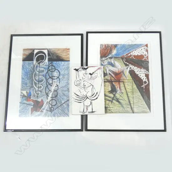 PR SIGNED LTD EDITION PRINTS (310 X 450MM) + SM OIL ON CANVAS ABSTRACT NUDE 