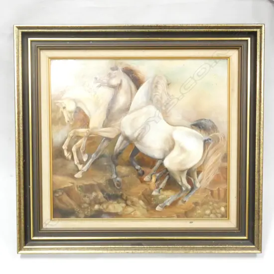 KATHY SUMPTER 'FREEDOM' HORSES OIL ON BOARD 450x495mm + PRINT ON CANVAS