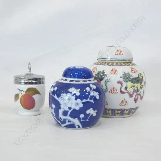 2 GINGER JARS & EGG CODDLER