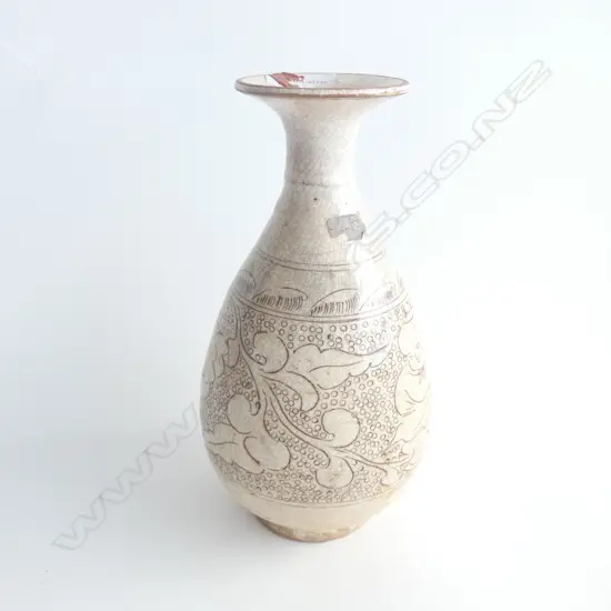 CHINESE ANCIENT STYLE POTTERY VASE CHILD & SCROLLS
