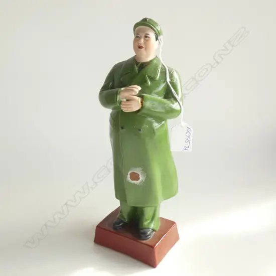 CHINESE PORCELAIN SCULPTURE OF MAO GREEN COAT H.290mm A/F