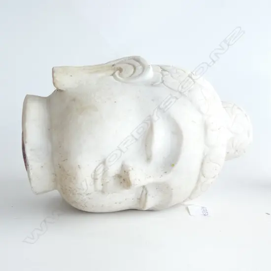 OLD ORIENTAL CARVED ALABASTER BUDDHA HEAD H.280mm