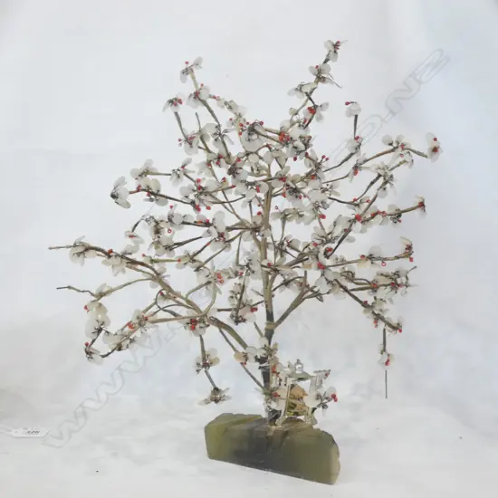 MONEY TREE WITH WHITE IVORY LIKE PETALS ON JADE BASE H.360MM