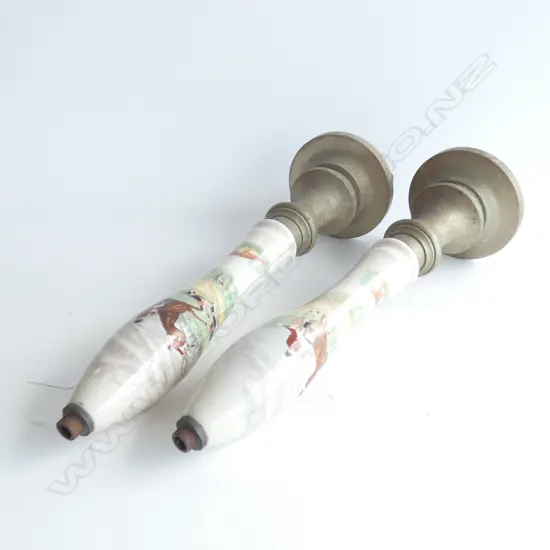 PR PORCELAIN HUNTING SCENE BEER PUMP HANDLES H.360mm