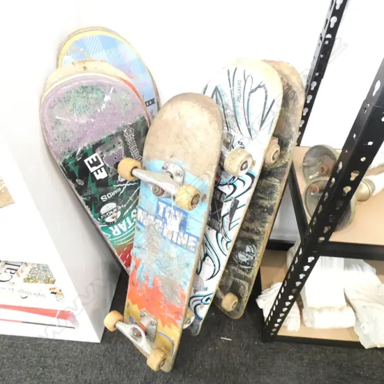3 USED SKATEBOARDS + 4 DECKS SOME DAMAGE