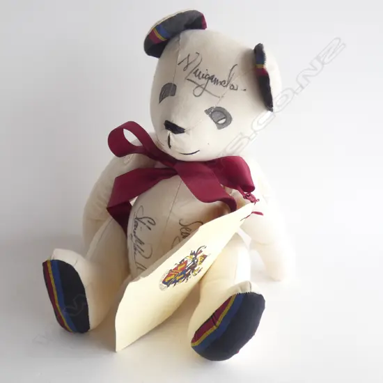 ALL BLACKS SIGNED KINGS COLLEGE TEDDY BEAR - FITZPATRICK, TUIGAMALA, ZINZIN ETC