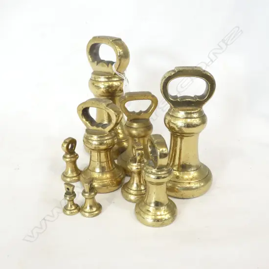 9 IMPERIAL BRASS WEIGHTS; PARNALL & SONS BRISTOL H.170mm